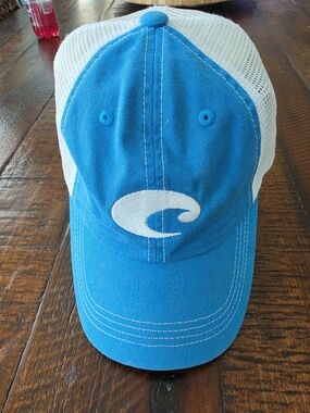 Costa Del Mar Costa Mesh Trucker Hat Blue & White Like New